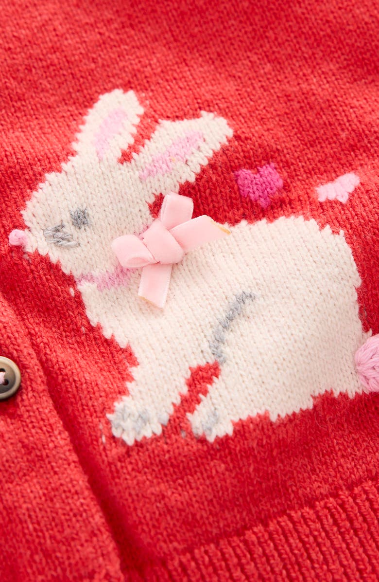 Mini Boden Kids' Intarsia Bunny Cotton Blend Cardigan, Alternate, color, 