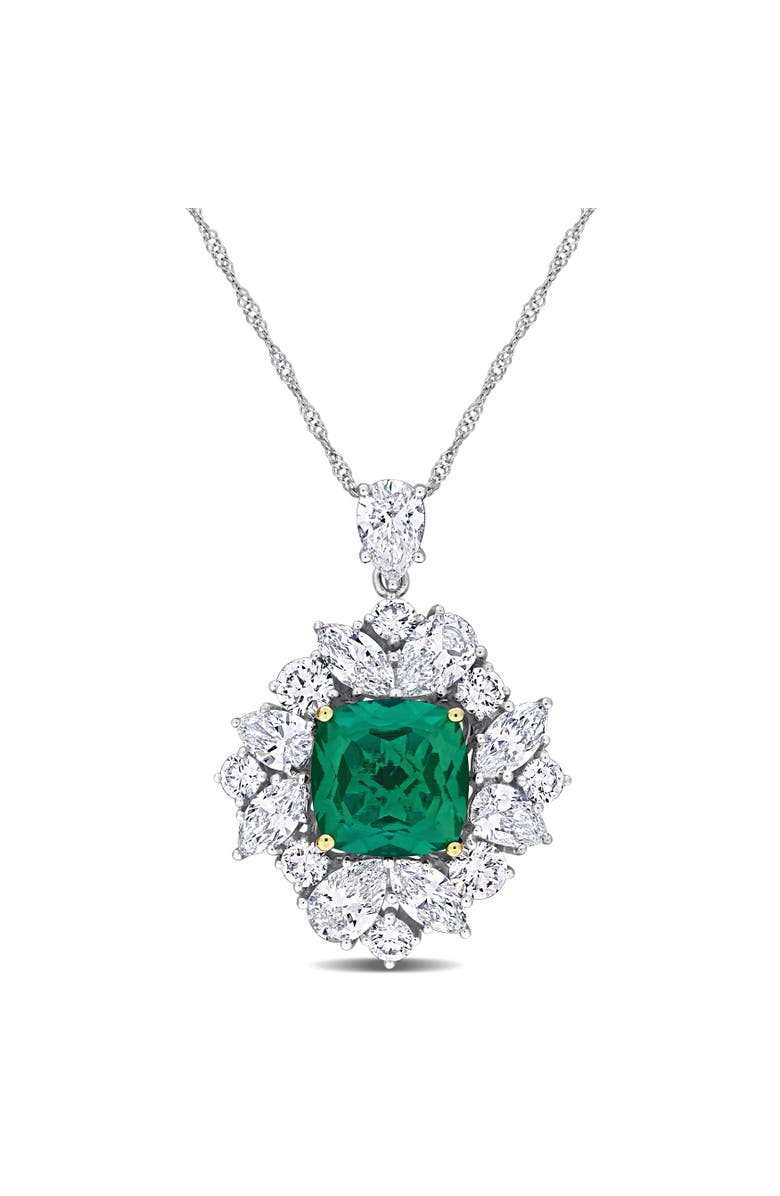 Julianna B. Lab-Created Emerald & Diamond Necklace 18k, Main, color, Emerald