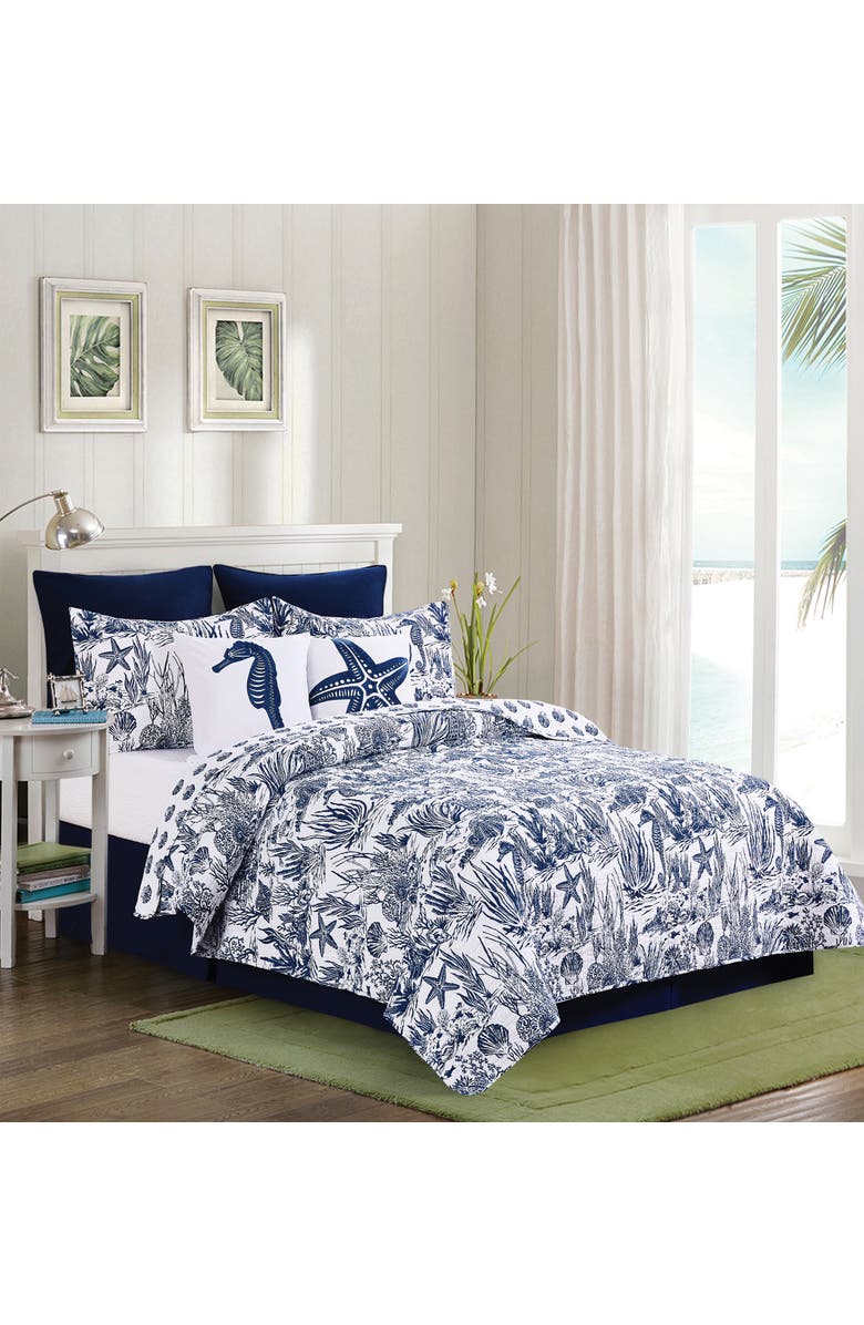 C&F Home Reef Shores Beach Coastal Cotton Quilt Set - Reversible and Machine Washable, Alternate, color, Blue