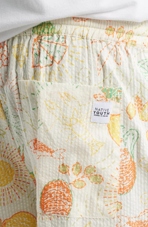Native Youth Solstitchery Print Shorts In Off White