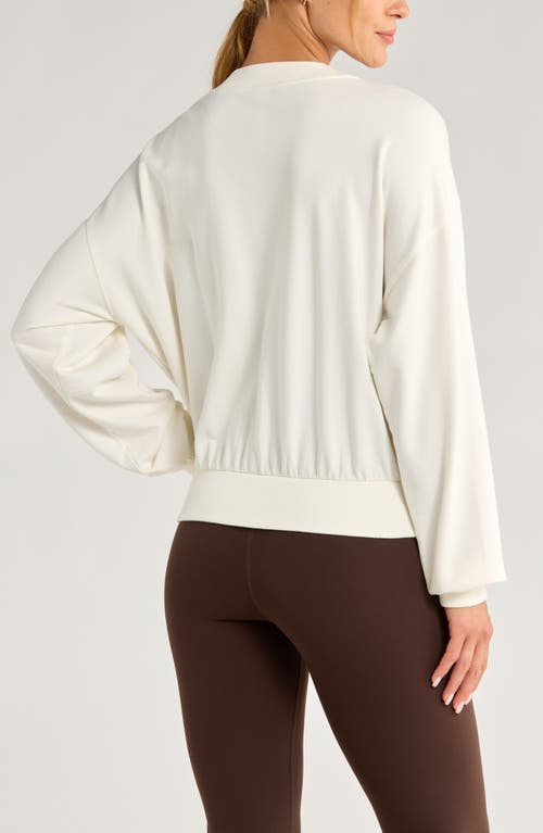 Zella Luxe Pleated Cotton Blend Terry Sweatshirt In White