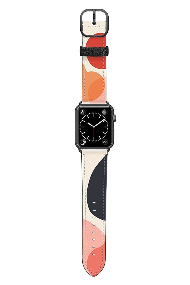 Cool Beans Saffiano Faux Leather Apple Watch® Band, Alternate, color, PINK/ BLUE/ SPACE GREY