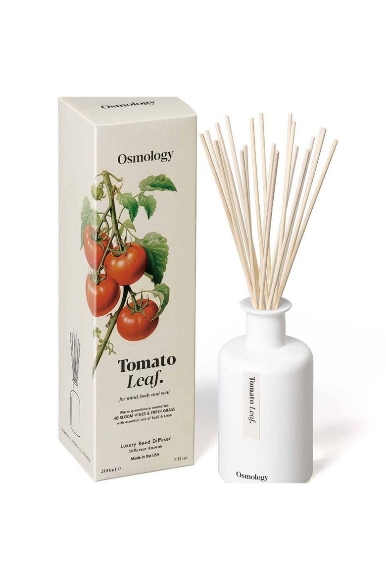 Tomato Leaf Reed Diffuser - Tomato Leaf, Fresh Grass and Lime, Main, color, white