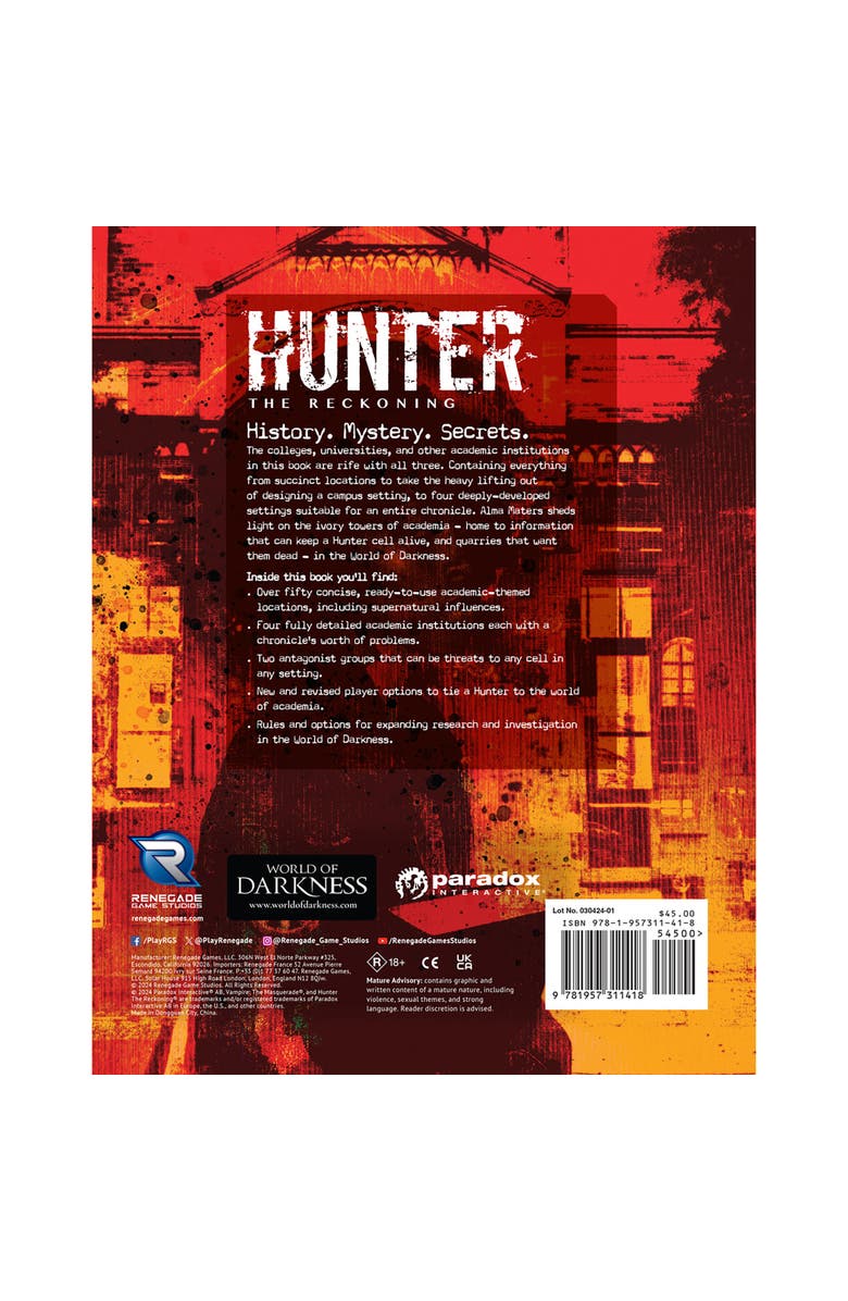 Renegade Game Studios Hunter, The Reckoning 5th Edition Roleplaying Game, Alternate, color, Multicolored