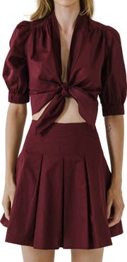 Endless Rose Tie Front Crop Shirt