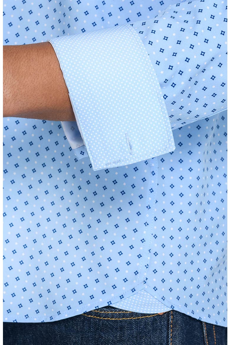 Slim Fit Diamond Dot Performance Long Sleeve Shirt, Alternate, color, LIGHT BLUE/NAVY