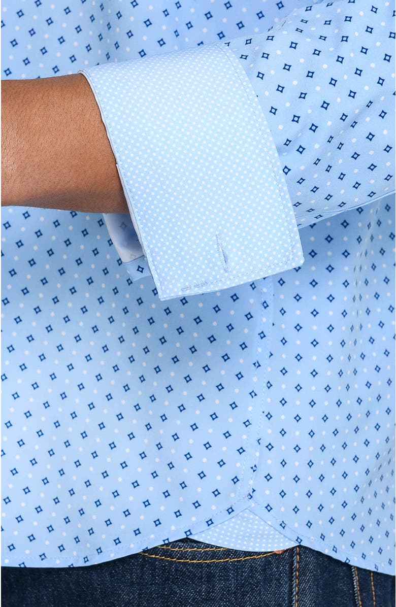 CONSTRUCT Slim Fit Diamond Dot Performance Long Sleeve Shirt, Alternate, color, Light Blue/Navy