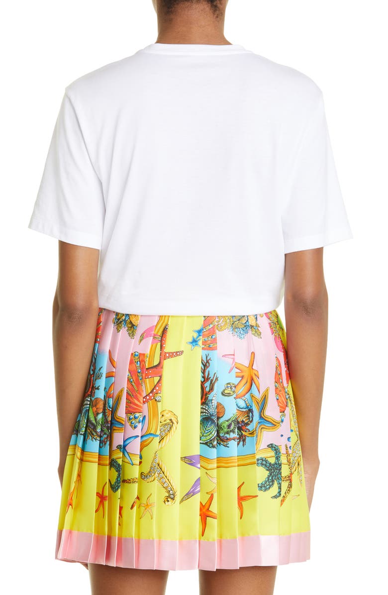 Versace Trésor de la Mer Print Pleated Miniskirt, Alternate, color, 
