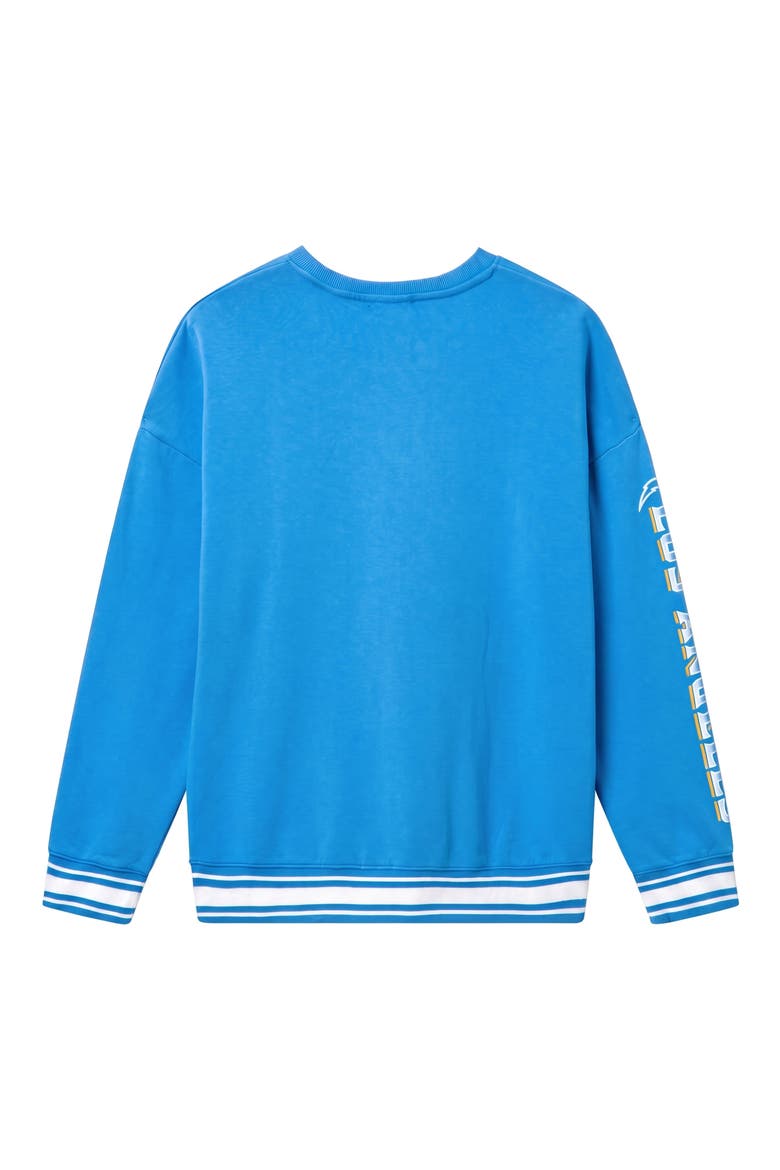 Los Angeles Chargers Striped Rib Fleece Sweatshirt, Alternate, color, POWDER BLUE