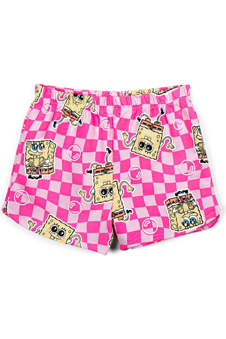 T-Shirt and Ribbed Shorts Set, Alternate, color, Yellow Pink SpongeBob