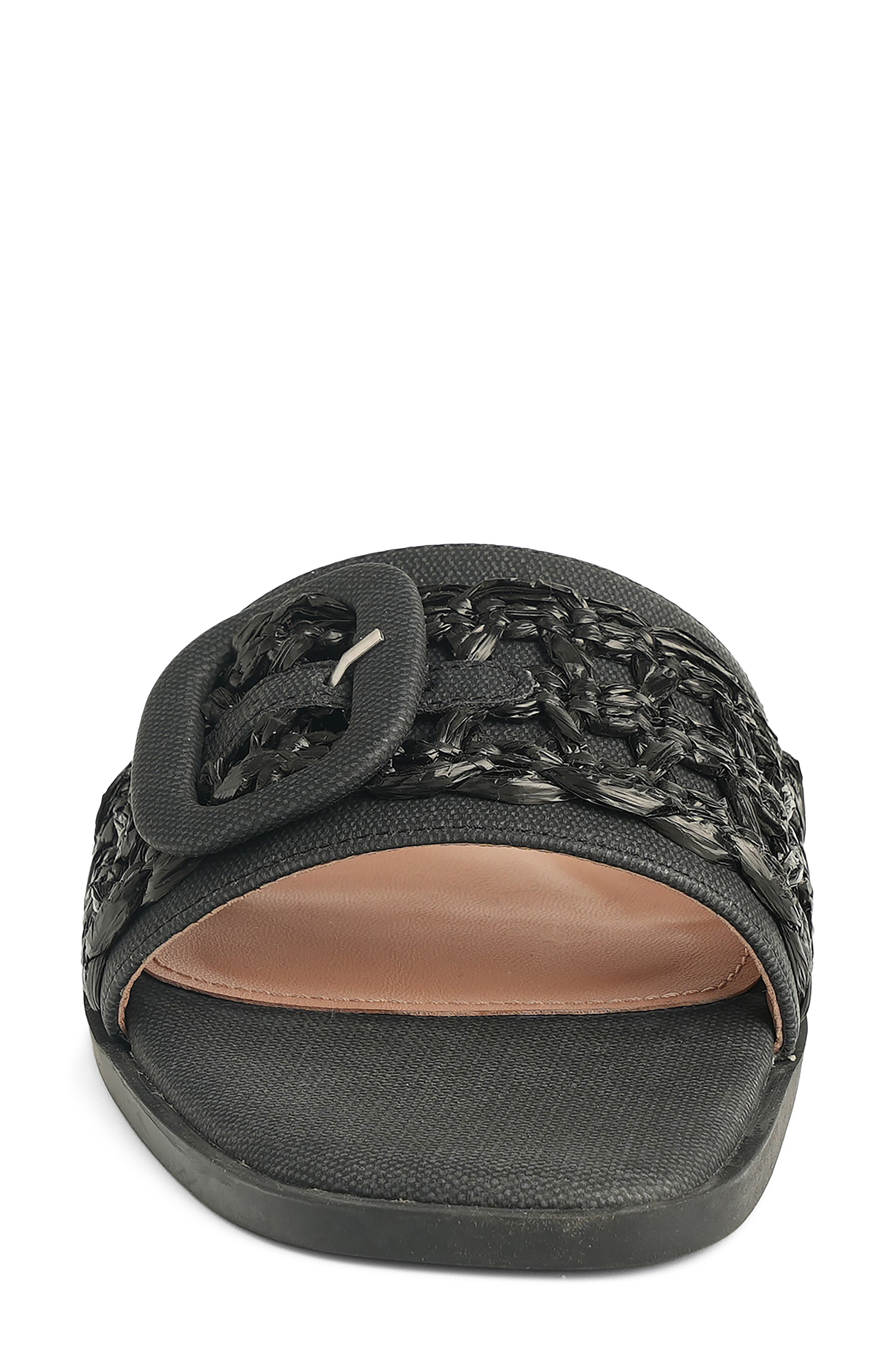 NEW YORK AND COMPANY Amber Woven Buckle Slide Sandal, Alternate, color, Black