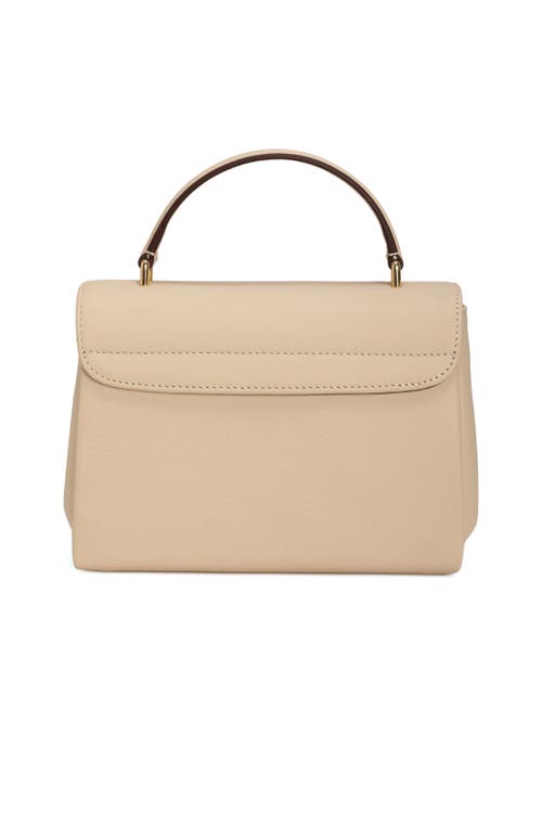 Gorski Top Handle Leather Bag With Crossbody Strap In Sand