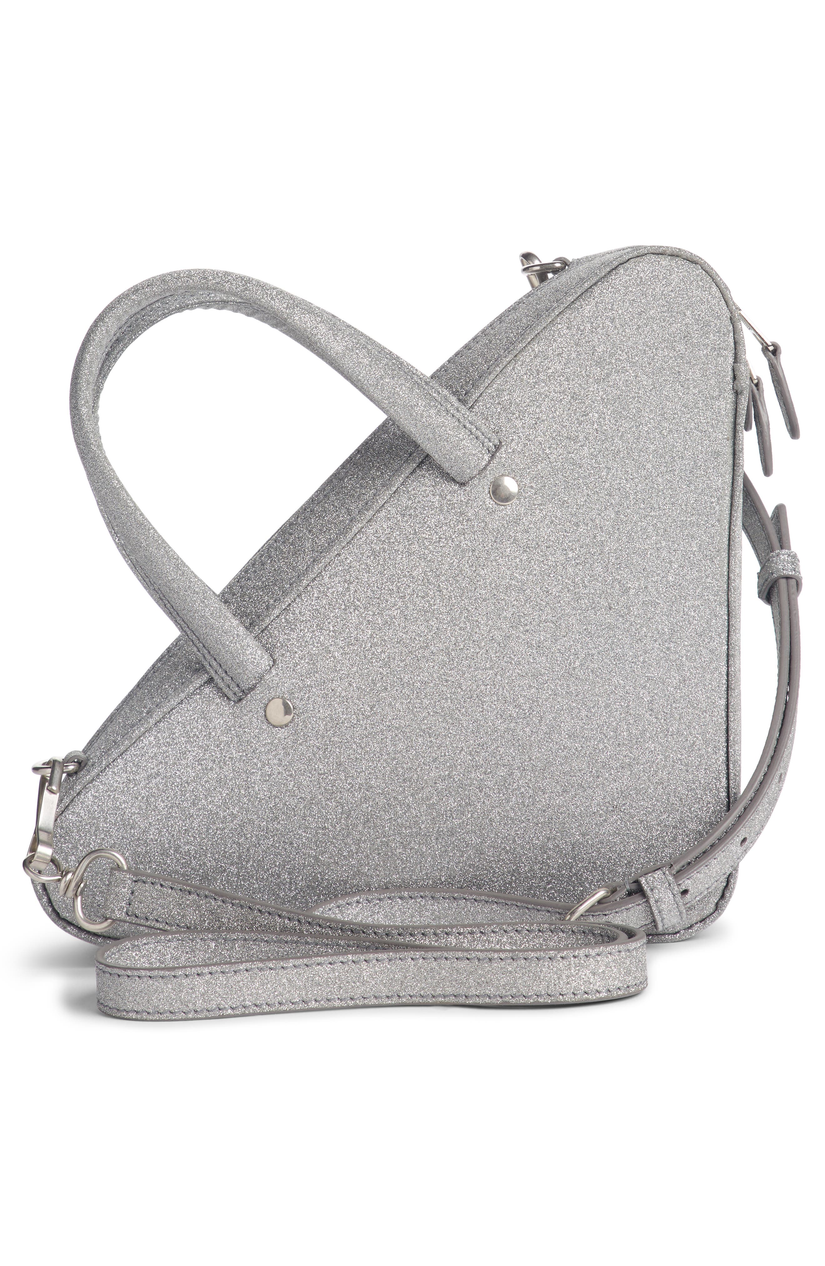 Balenciaga Extra Small Glitter Triangle Leather Bag, Alternate, color, 