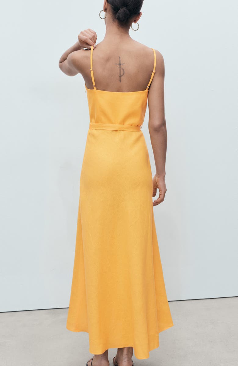 MANGO Bow Linen Sundress, Alternate, color, Orange