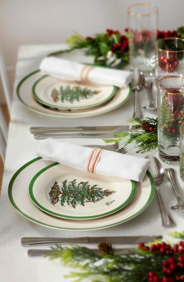 Spode Christmas Tree Set of 4 Dinner Plates, Alternate, color,