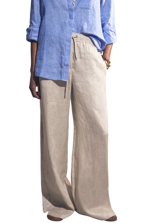 Willow Wide Leg Linen Blend Drawstring Pants