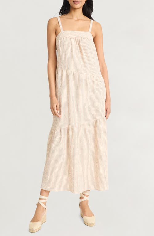 The Good Journey Tiered Midi Sundress In Neutral