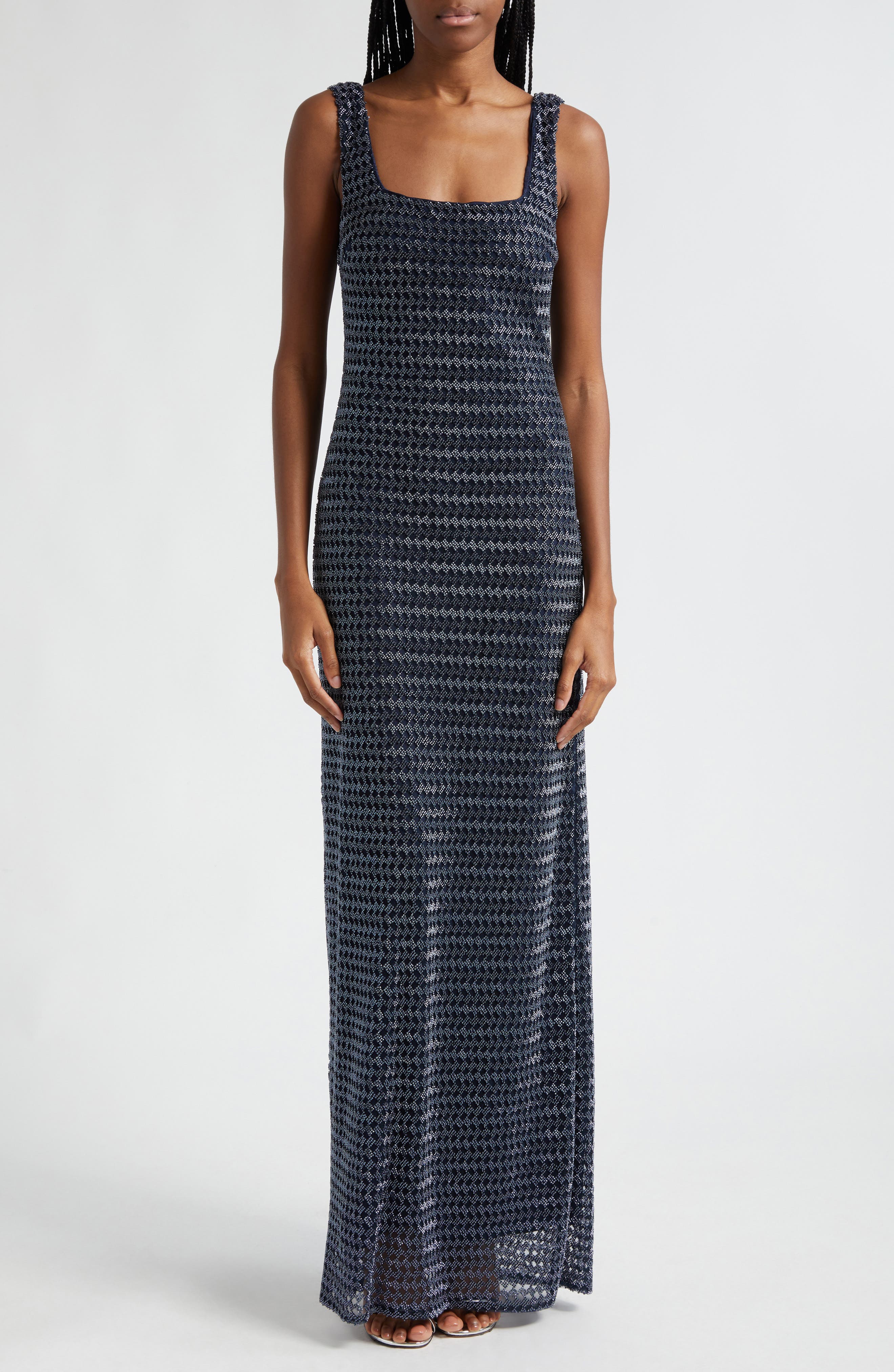 Ramy Brook Sarai Metallic Mesh Column Gown (Women) | Nordstromrack