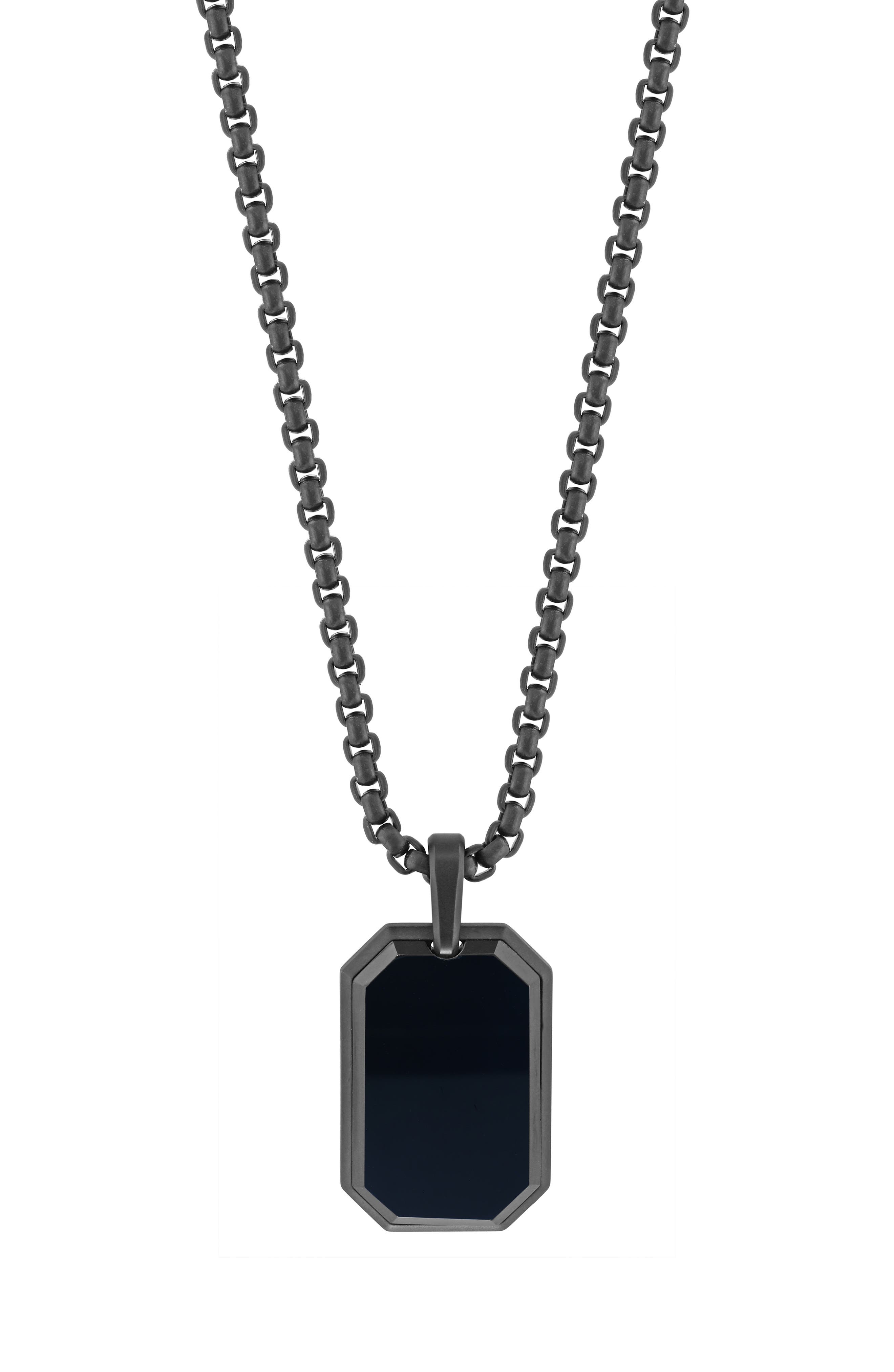 EFFY Onyx Pavé Tag Pendant Necklace