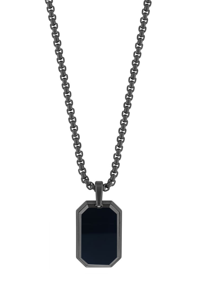 Onyx Pavé Tag Pendant Necklace, Main, color, BLACK