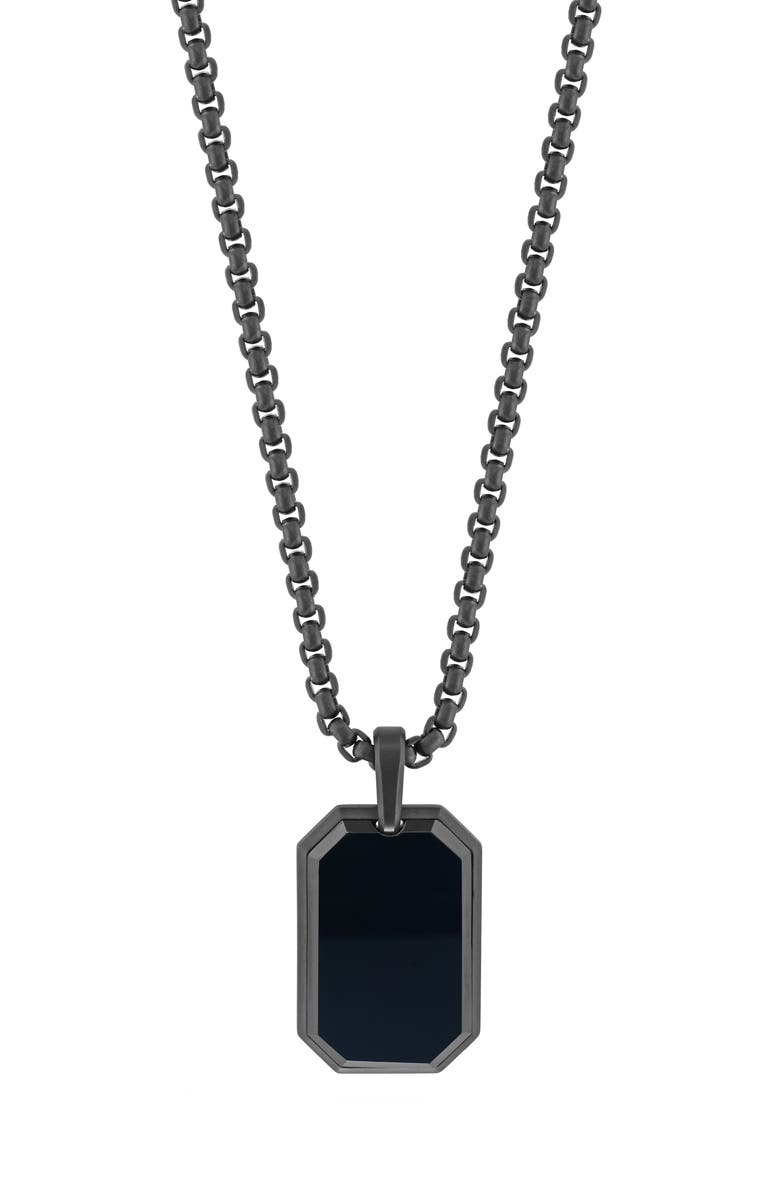 EFFY Onyx Pavé Tag Pendant Necklace, Main, color, Black