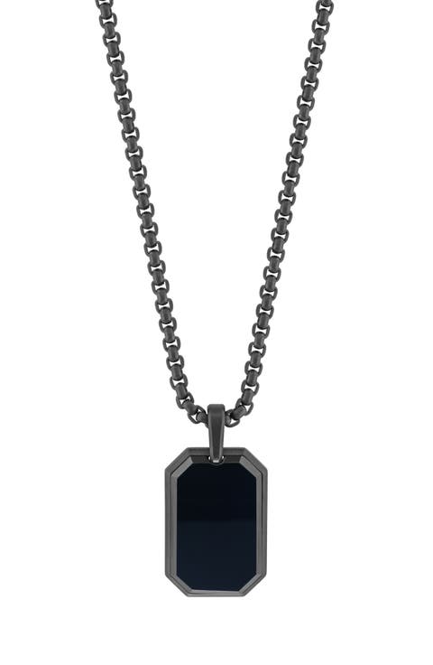 Onyx Pavé Tag Pendant Necklace