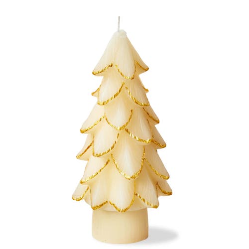 Tag Gilded Pine Tree Large Ivory Sculpted Candle For Christmas In Nude