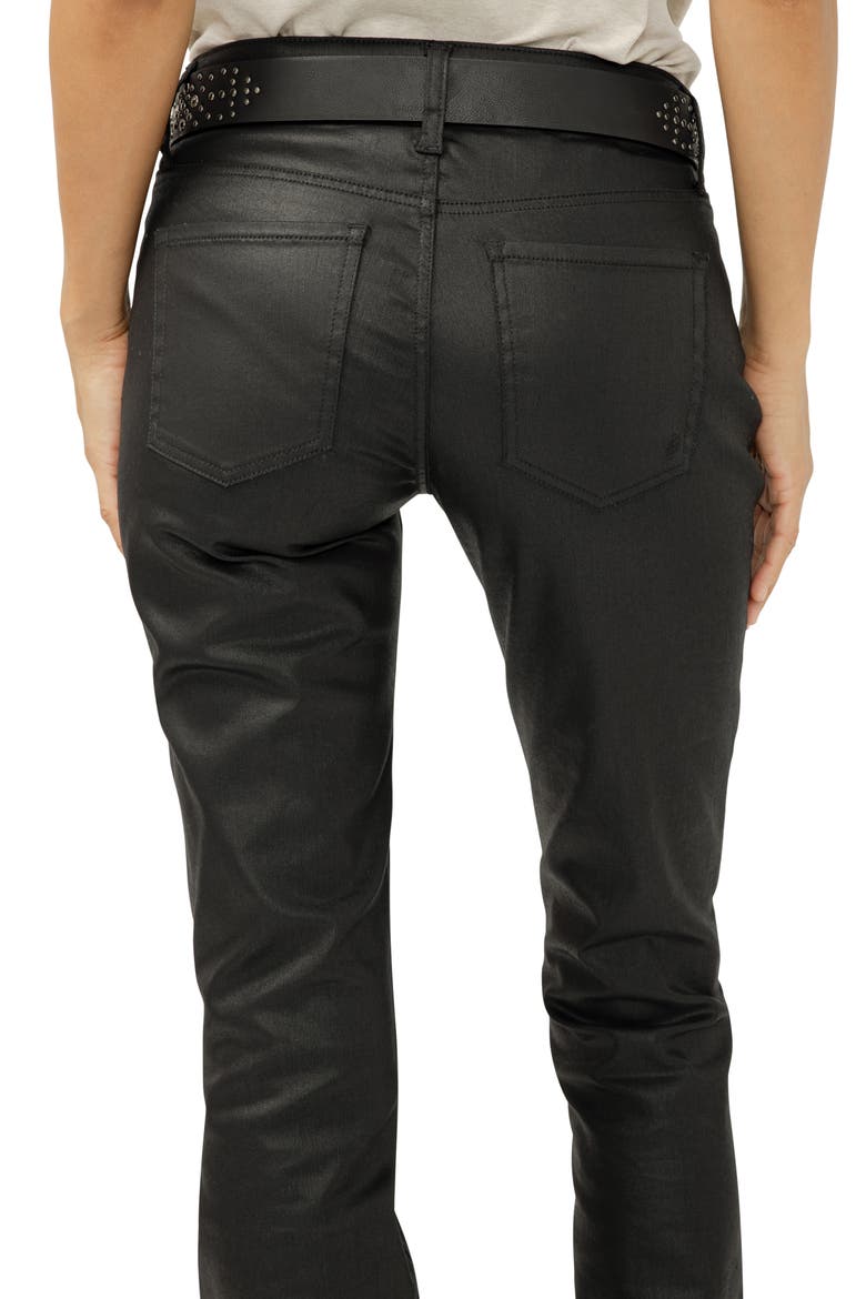 Suki Coated Curvy Mid Rise Slim Bootcut Jeans, Alternate, color, BLACK