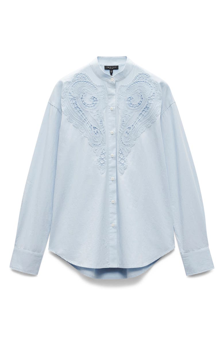 rag & bone Ainsley Lace Appliqué Cotton Button-Up Shirt, Alternate, color, Light Blue