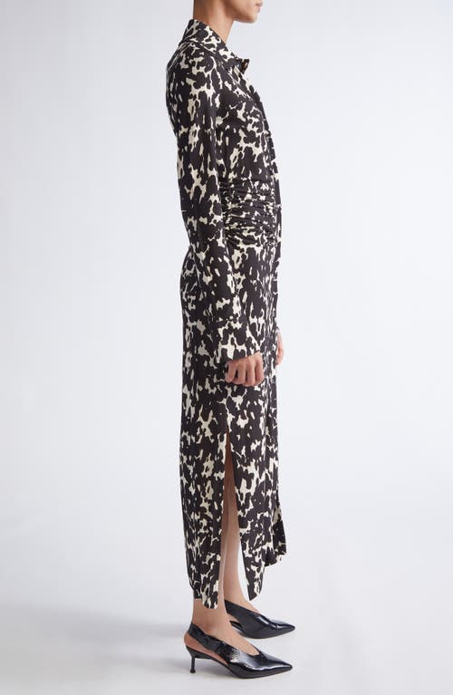 Altuzarra Claudia Print Ruched Long Sleeve Jersey Shirtdress In Multi