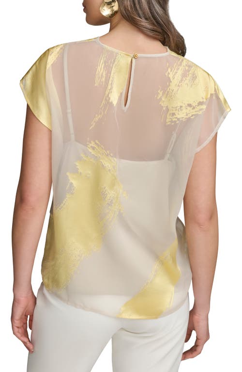 Donna Karan New York Dolman Sleeve Jacquard Top In Grey/yellow