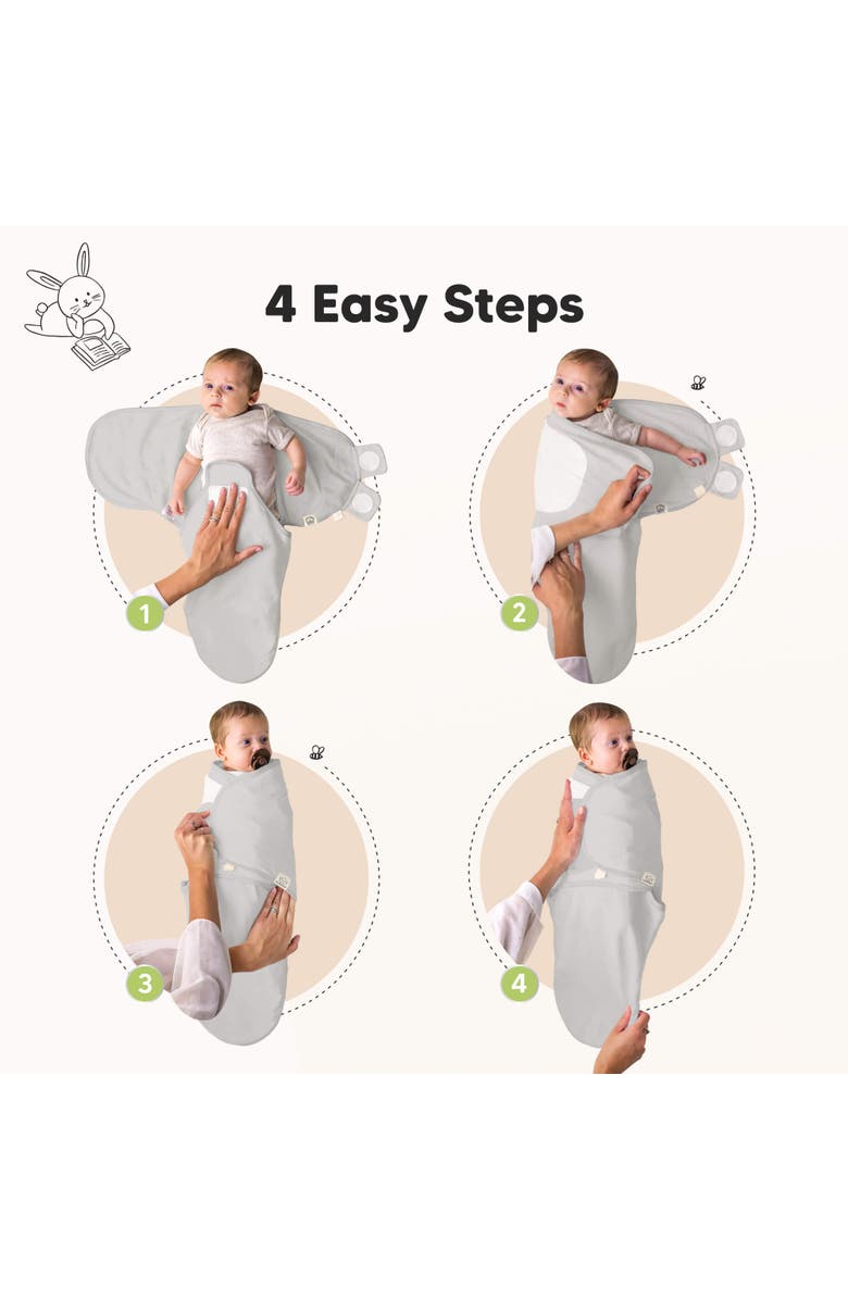 KeaBabies 3-Pack Soothe Swaddle Wraps with Knot Hats, Alternate, color, Shifts