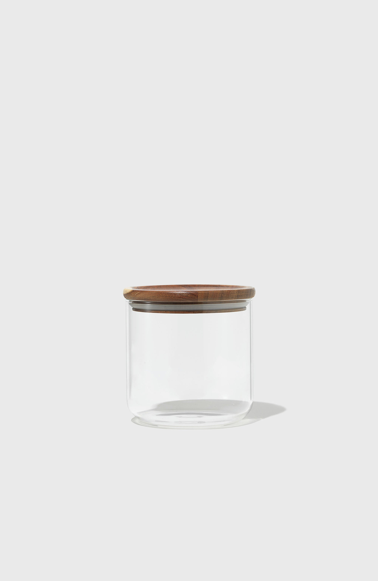 PUBLIC GOODS Glass Canisters, Main, color, Clear With Acacia Wood Lid