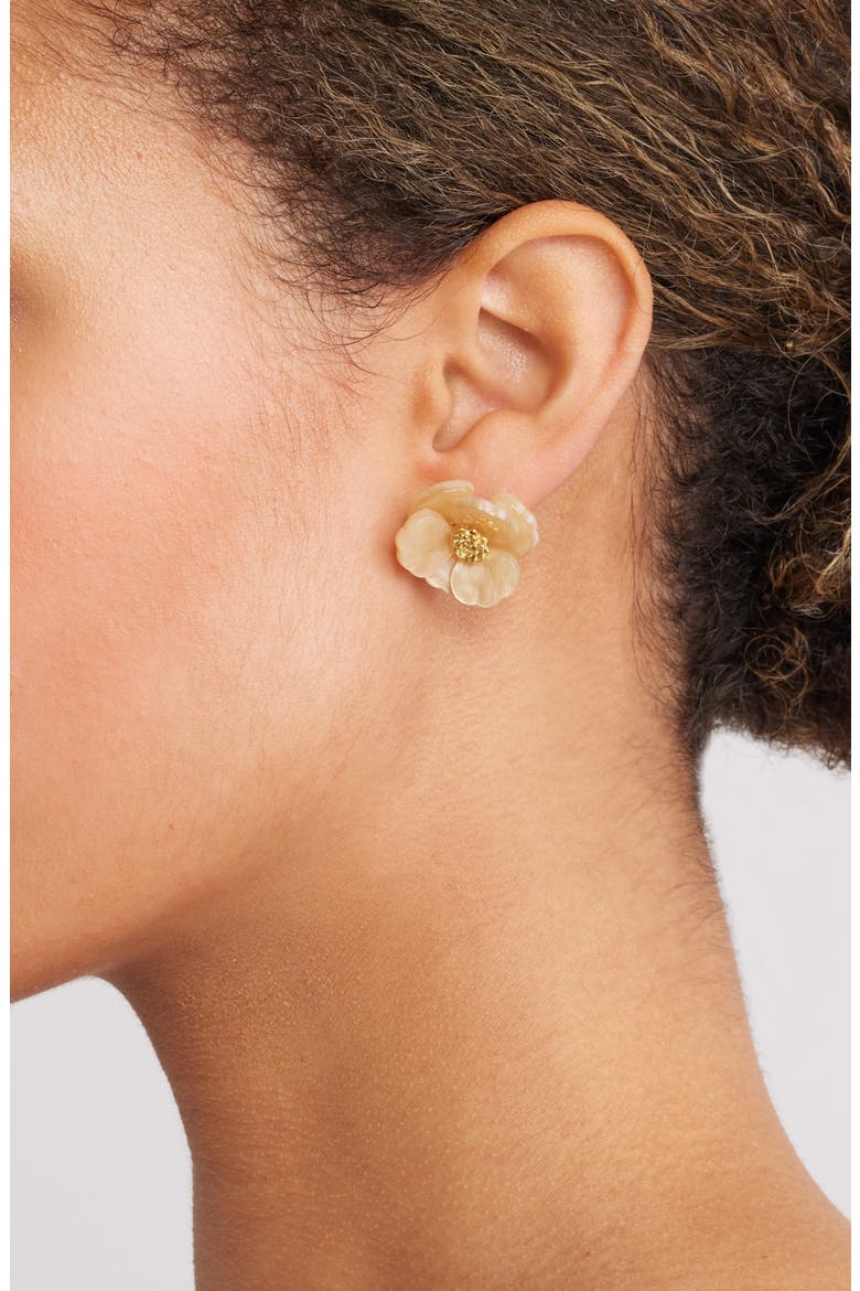 Floral Statement Stud Earrings, Alternate, color, CHAMPAGNE- GOLD