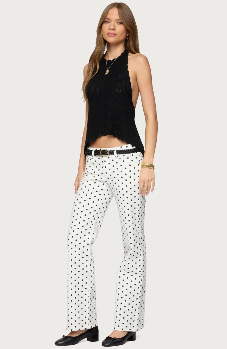 EDIKTED Romily Polka Dot Low Rise Jeans, Alternate, color, White