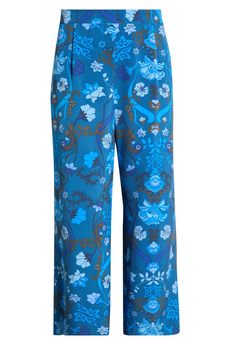 Palmate Pluma Floral Print Wide Leg Pants, Alternate, color, TEAL-BLUE