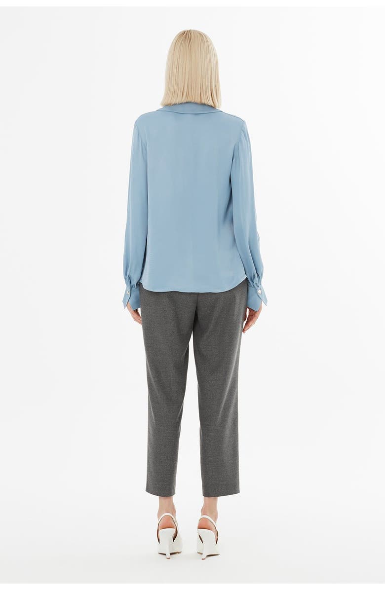 Gizia V-Neck Shirt with Scarf Detail, Alternate, color, Blue