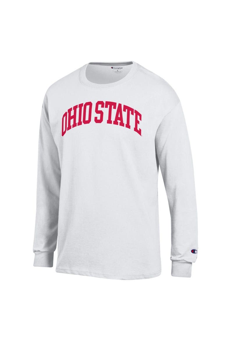 Men's Champion  White Ohio State Buckeyes Basic Arch Long Sleeve T-Shirt, Alternate, color, White
