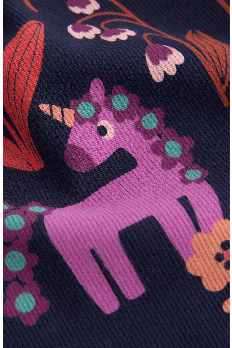 Kids' Unicorn Print Rib Long Sleeve Top, Alternate, color, BLUE