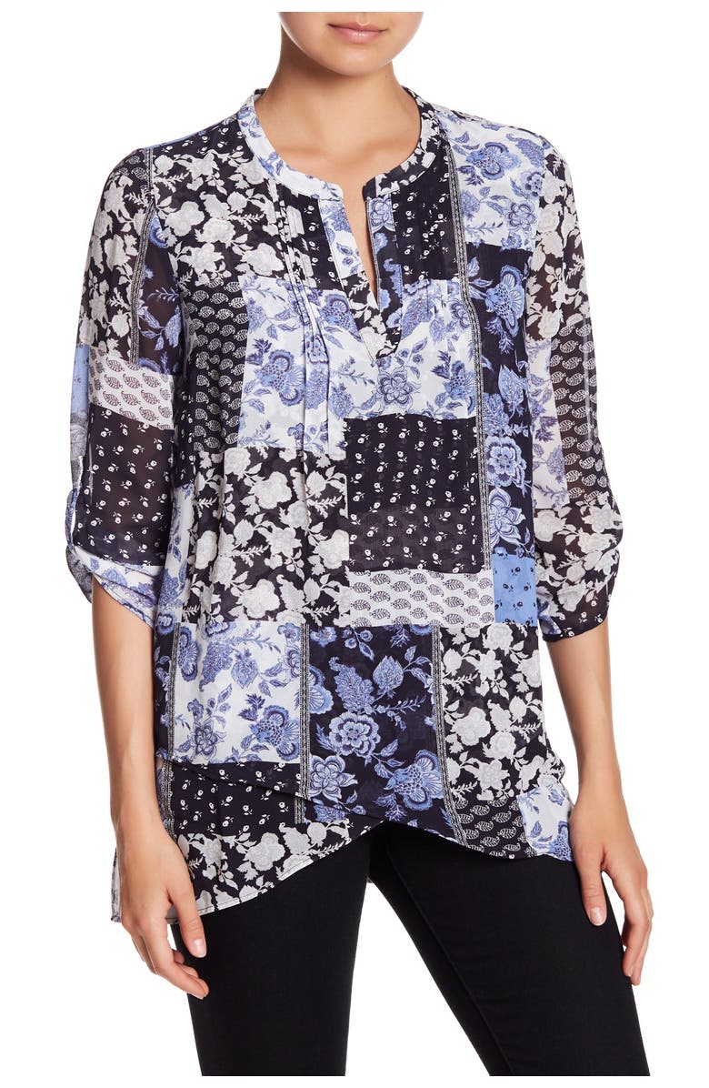 DR2 by Daniel Rainn High/Low Patterned Blouse, Main, color, 