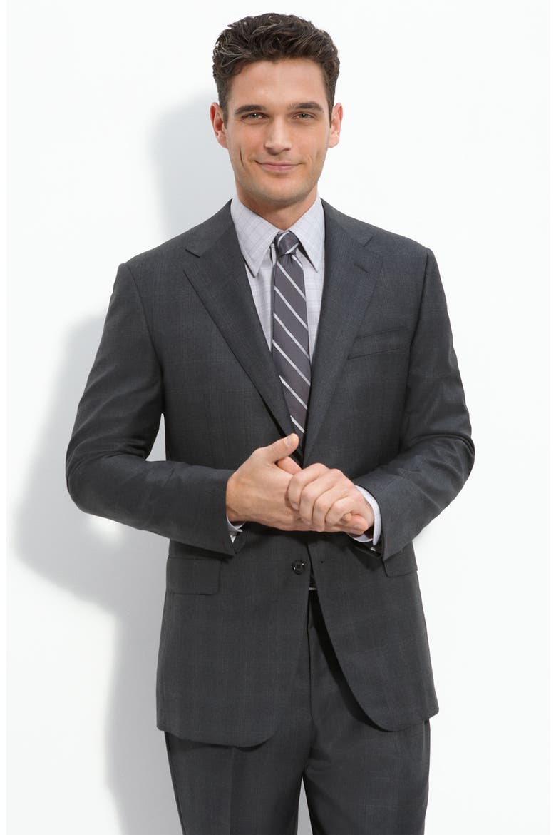 Charcoal Plaid Wool Suit, Main, color, CHARCOAL PLAID