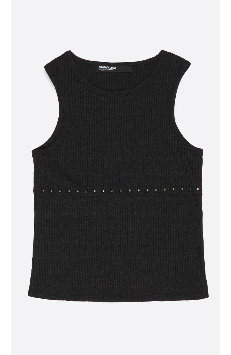 Bimba y Lola Studded Sleeveless Top, Alternate, color, Washed Black