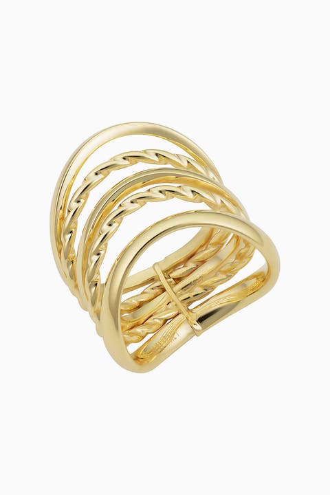 14K Yellow Gold Wavy Stack Ring