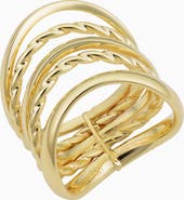Oradina 14K Yellow Gold Wavy Stack Ring