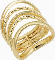 Oradina 14K Yellow Gold Wavy Stack Ring