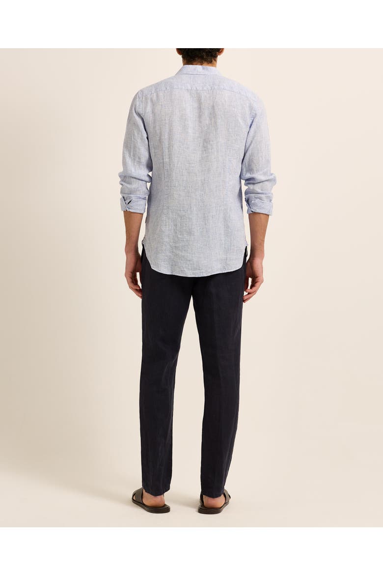 Giles Linen Tailored-Fit Shirt, Alternate, color, Navy/White
