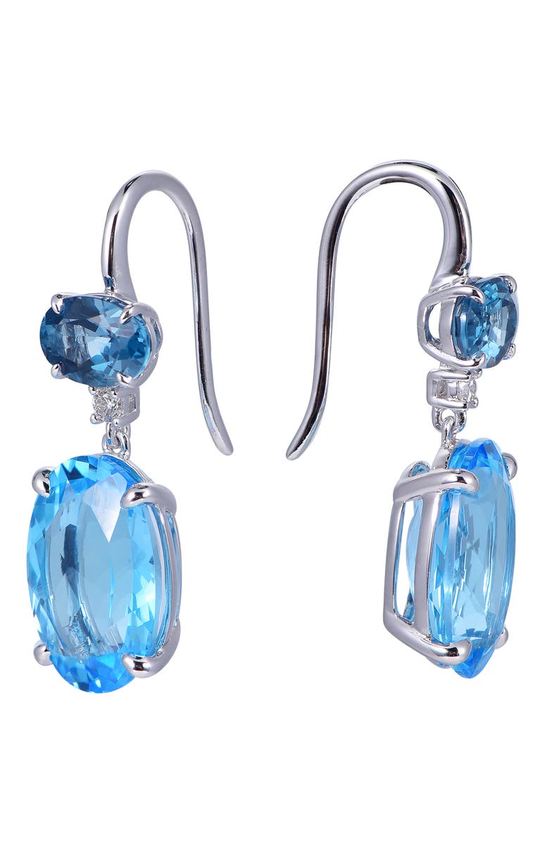 Kahn High Jewelry Swiss Blue & London Blue Topaz Earrings with Diamonds, Alternate, color, Swiss Blue & London Blue