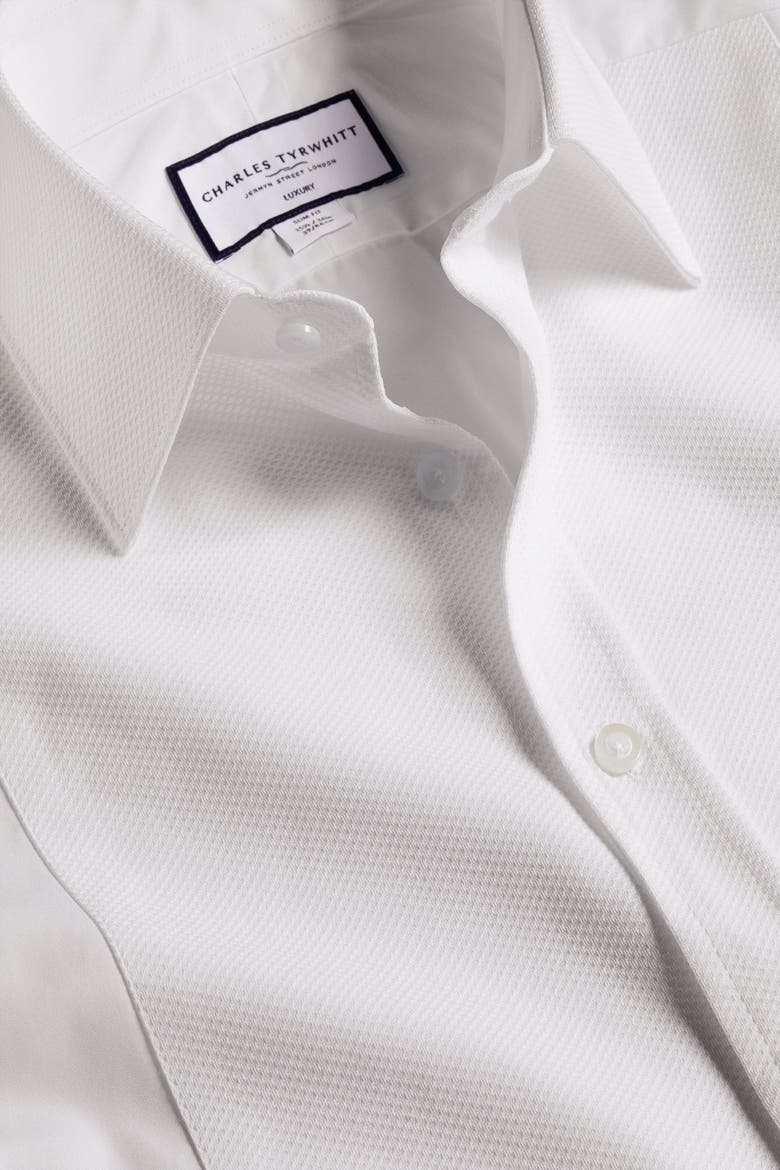 Bib Front Evening Slim Fit Shirt Double Cuff, Alternate, color, White