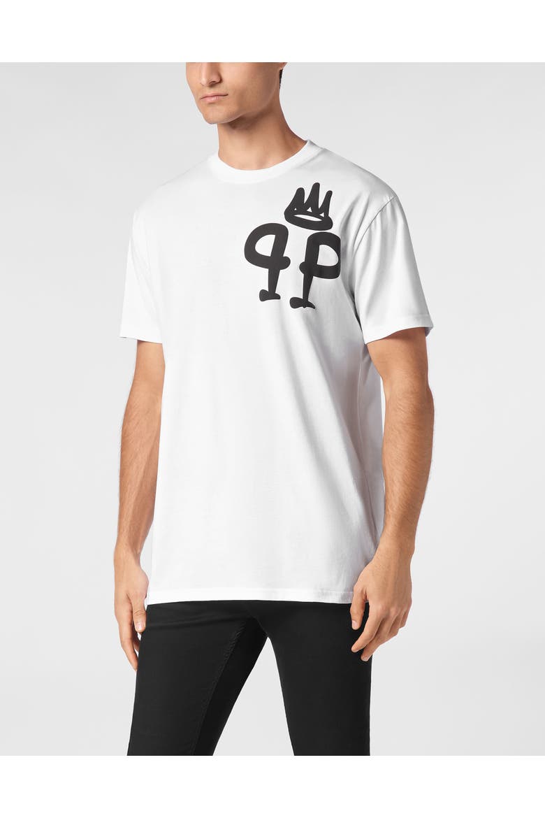 T-Shirt Round Neck Ss King Plein Men, Main, color, white