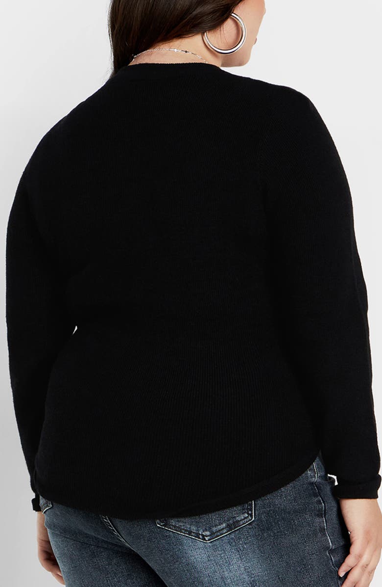 City Chic Royal Tie Hem Sweater, Alternate, color, Black